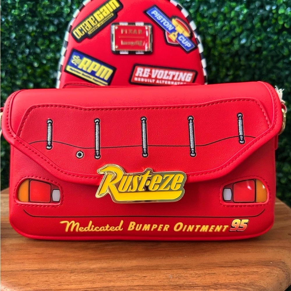Loungefly Pixar Cars Lightning McQueen Rust-eze Lightup Mini Backpack set of 3 - Picture 4 of 10